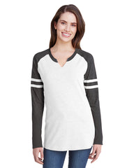 LAT Ladies' Gameday Mash-Up Long Sleeve Fine Jersey T-Shirt-cc