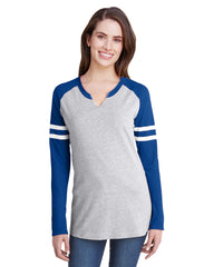 LAT Ladies' Gameday Mash-Up Long Sleeve Fine Jersey T-Shirt-unh