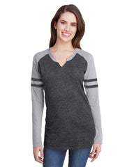 LAT Ladies' Gameday Mash-Up Long Sleeve Fine Jersey T-Shirt-unh