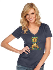 Women & Juniors Jersey Deep V Neck Short Sleeve-LL