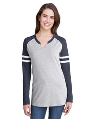 LAT Ladies' Gameday Mash-Up Long Sleeve Fine Jersey T-Shirt-unh