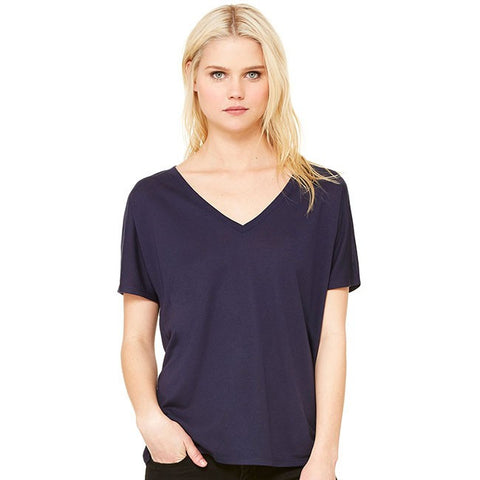 Ladies' Flowy V-Neck Drop-Sleeve Tee-smas