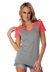 Youth/Jr/ Women's Jersey Contrast V Neck Raglan Short Sleeve-SET