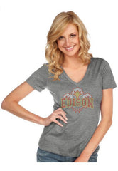Women & Juniors Jersey Deep V Neck Short Sleeve-edison