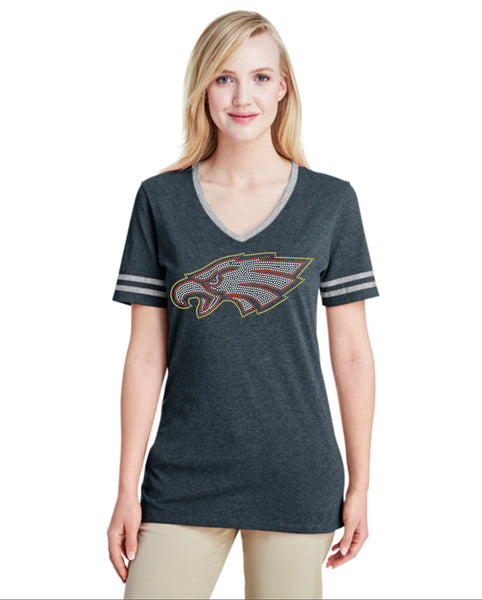Ladies' TRI-BLEND Varsity V-Neck T-Shirt