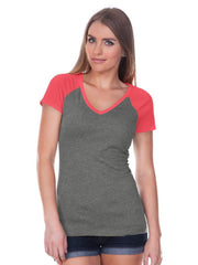 Youth/Jr/ Women's Jersey Contrast V Neck Raglan Short Sleeve-SET