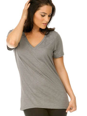 Women Slub Jersey V-Neck Short Sleeve-BCBA