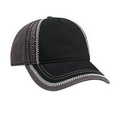 Copy of Garment Washed Superior Cotton Twill w/ Zig Zag Stitching Binding Trim Visor Five Panel Low Profile Dad Hat