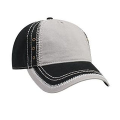 Garment Washed Superior Cotton Twill w/ Zig Zag Stitching Binding Trim Visor Five Panel Low Profile Hat
