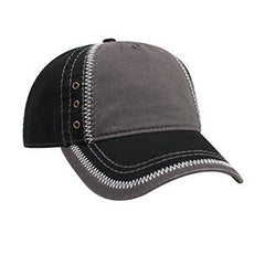 Garment Washed Superior Cotton Twill w/ Zig Zag Stitching Binding Trim Visor Five Panel Low Profile Hat
