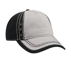 Copy of Garment Washed Superior Cotton Twill w/ Zig Zag Stitching Binding Trim Visor Five Panel Low Profile Dad Hat