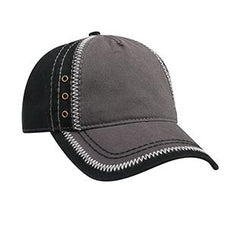 Copy of Garment Washed Superior Cotton Twill w/ Zig Zag Stitching Binding Trim Visor Five Panel Low Profile Dad Hat