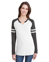 LAT Ladies' Gameday Mash-Up Long Sleeve Fine Jersey T-Shirt-unh