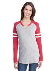 LAT Ladies' Gameday Mash-Up Long Sleeve Fine Jersey T-Shirt-cc