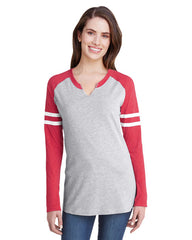 LAT Ladies' Gameday Mash-Up Long Sleeve Fine Jersey T-Shirt-unh