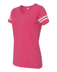 Women's Football V-Neck Fine Jersey Tee-Bk