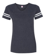 Women's Football V-Neck Fine Jersey Tee-V