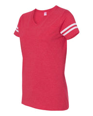 Women's Football V-Neck Fine Jersey Tee-Bk