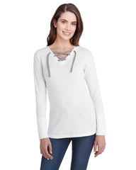 Sleeve Fine Jersey Lace-Up T-Shirt-Edison