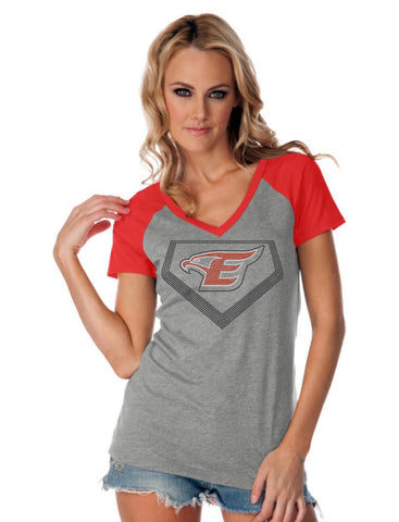 Womens Jersey Contrast V Neck Raglan Short Sleeve Tee-ehs