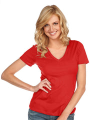 Women & Juniors Jersey Deep V Neck Short Sleeve-sm