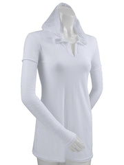 Women Sheer Jersey Two-Fer Contrast Burnout Long Sleeve Hoodie Slcn Wsh-water