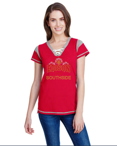 Ladies' Gameday Lace Up T-Shirt-Edison