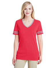 Ladies' TRI-BLEND Varsity V-Neck T-Shirt