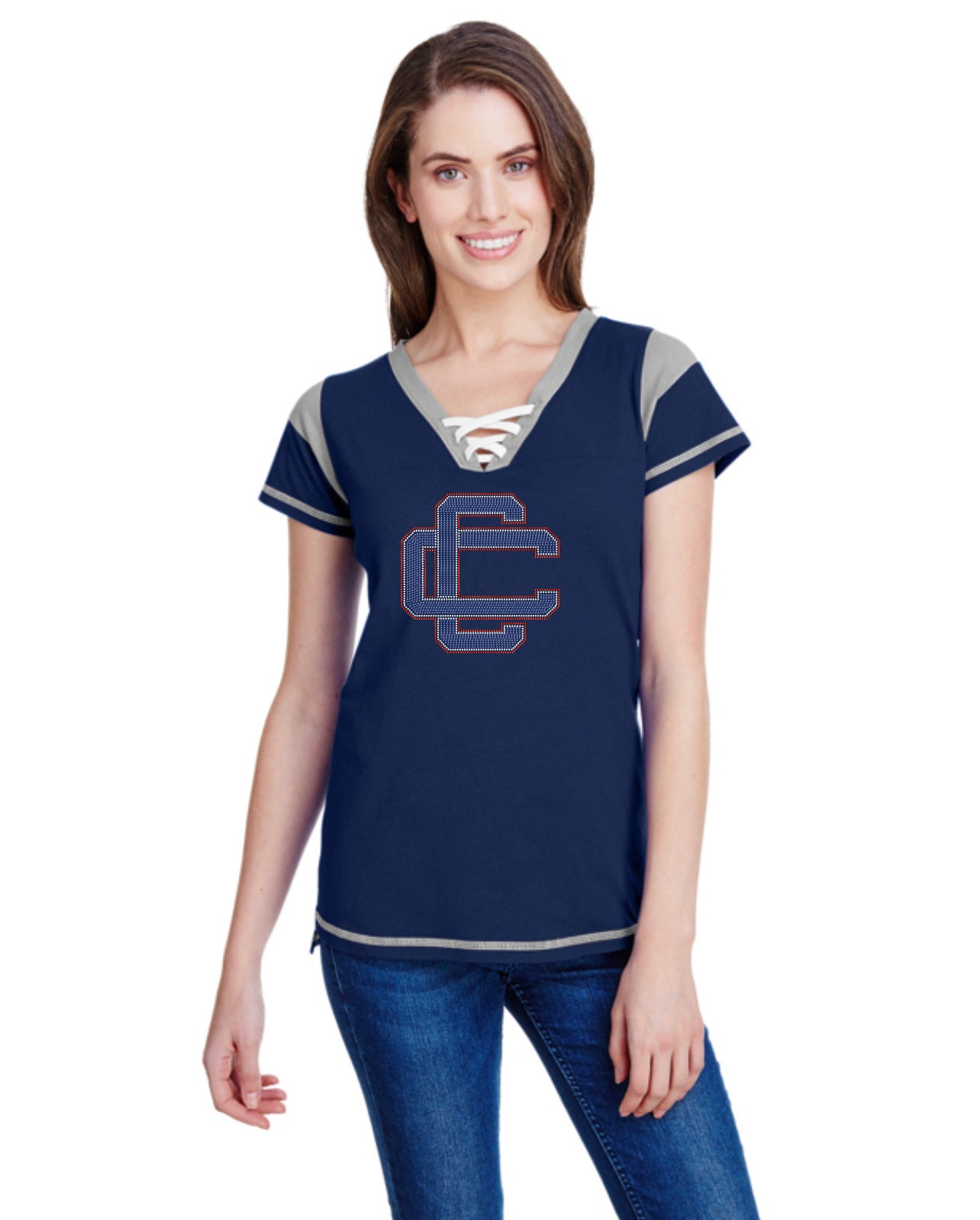 Ladies' Gameday Lace Up T-Shirt-cc